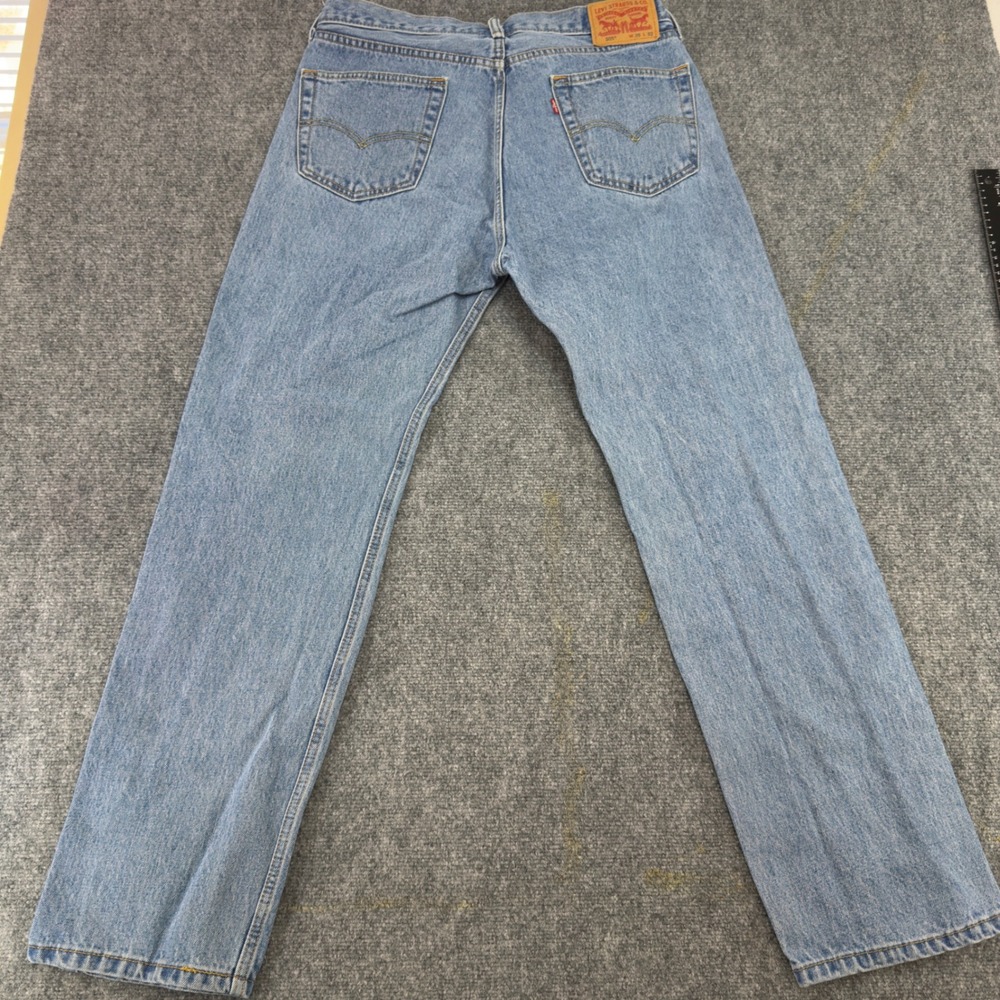 Levis 505 Regular Fit Straight Leg Denim Jeans Light Wash Blue Size 35x32